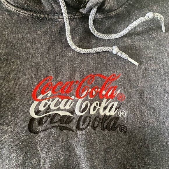 COCA COLA Men’s Distressed Charcoal Hoodie Size S - Picture 4 of 7